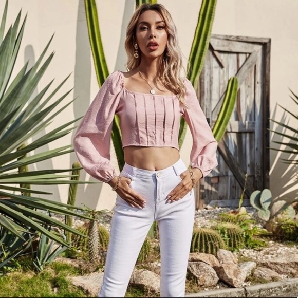 Blush Boho Pleated Crop Top